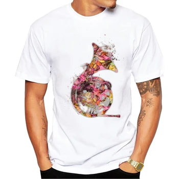 2020 Nauja siunta valtorna Vyrų Marškinėliai Gėlių Ragų Atspausdinta marškinėliai trumpomis Rankovėmis Atsitiktinis Pagrindinio Viršūnes Kietas Tee Marškinėliai