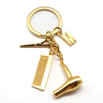 2020 Naujausias Plaukų stilistas Keychain Plaukų Džiovintuvas Šukos Žirkliniai Keyrings Laišką Keyfobs Kirpykla, Plaukų Odininkas Dovana Key Chain