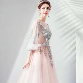 2020 Naujų Pasakų Spalva Išsiuvinėti Rožinė Nuotaka Vestuvių Vestuvių Suknelė Pavasarį Ilgai Bordo Suknelė Vestuvių Vestido De Noiva