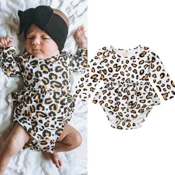 2021 M. Nauja Baby Merginos Leopard Bodysuit Jumpsuit Drabužių Pavasario Rudens Komplektai Sunsuit Didmeninė Dropshipping