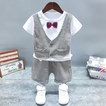 2021 Naujas gimęs Kūdikis berniukas vasaros drabužių komplektus, rinkinius 1 Y gimtadienio marškinėliai, šortai kostiumas kūdikių berniukų drabužiai kūdikiams džentelmenas rinkiniai