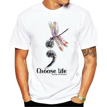 2021 naujųjų metų mados t-shirt Dragonfly Pasirinkti Gyvenimo Savižudybės Suvokimą Vyrai, S-3Xl Kvėpuojantis Viršūnes Tee Marškinėliai