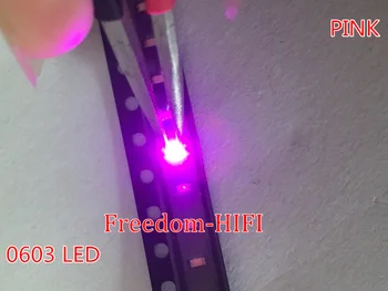 20pcs 0603 Rožinės spalvos Itin Ryškios SMT SMD LED šviesos diodų, Aukštos kokybės Naujas