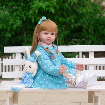 24 Colių Atgimsta bamblys Silikono Baby Doll, 60 cm Princesė mergina bebe Atgimę Žaislai, Audiniai Kūno Lėlė, Vaikams, Gimtadienio, KALĖDŲ Dovana