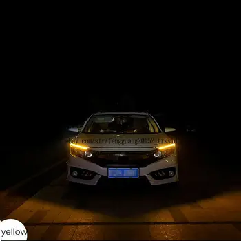 2VNT 60cm RAUDONA+Geltona automobilio Auto LED Posūkio signalo DRL Vairavimo Šviesos važiavimui Dieną