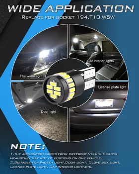 2vnt T10 W5W LED CANBUS Klaidų, 194 501 Automobilio Salono Skaityti Stovėjimo Žibintai Miesto Tilptų Džiazo Honda Civic 2006-2011 CRV CR-V