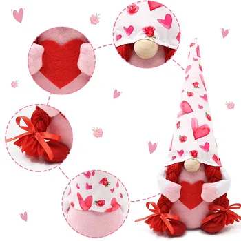 2vnt Valentino Pateikti Pliušinis Lėlės Beveidis Valentino Dieną Gnome Pliušinis Beveidis Lėlės, Dekoracijos Pakabukas Papuošalai Naujų#11