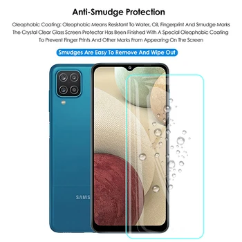 3 in 1 Grūdintas Stiklas Full Screen Protector for Samsung Galaxy A12 Skaidri Minkšta Atveju 6.5