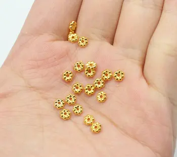 3000pcs 5mm Rondelle Karoliukai, Metalinės Gėlių Rondelle Karoliukai, aukso spalvos plastiko granulių pkv