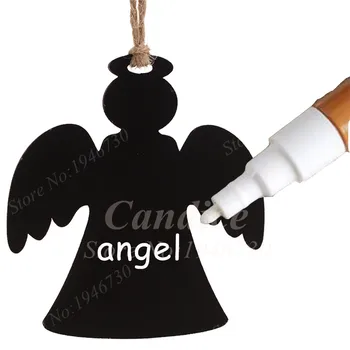 30pcs Angel-Formos Mediniai Žymeklį Su Džiuto Virvės String Kūrybos Mini Juodas Pakabukas, Už Gimtadienio, Vestuvių Dekoravimas, Dovanos