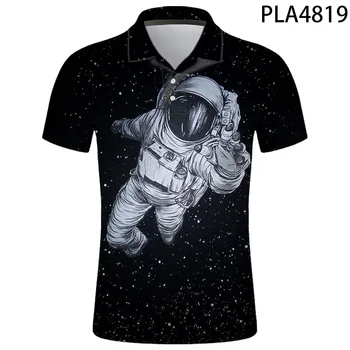 3D Atspausdintas Vasaros Astronautas Žvaigždėtas Dangus Polo Marškinėliai Mados Streetwear Ropa De Hombre, trumpomis Rankovėmis Kietas Vyrų Ropa Polo Homme Cool
