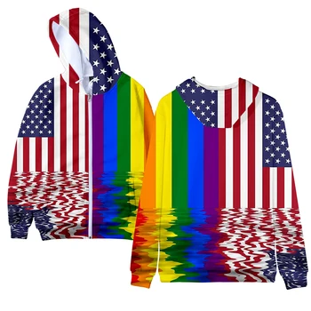 3d Bliuzono LGBT Vaivorykštė Gėjų, Lesbiečių Kostiumas Vyrams, Moterims, Užtrauktukas Hoodies Striukės Viršūnes Kasdien Atsitiktinis ilgomis Rankovėmis 3D Megztiniai su Gobtuvu