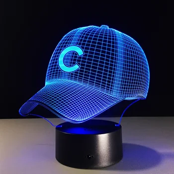 3D Hip-Hop Beisbolo Komanda Bžūp LED 3D Iliuziją, kad Naktį Šviesa 7 Spalvų USB5V Arba Baterijos Amerikos Beisbolo Kepurę Holograma Vaizdo Lemputė