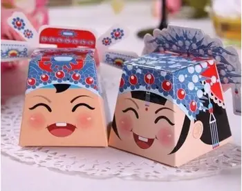 3D Kinijos vestuvių Pekino operos Nuotaka ir Jaunikis Vestuvių Naudai Dėžės dovanų dėžutė saldainių dėžutė 1000pcs/daug