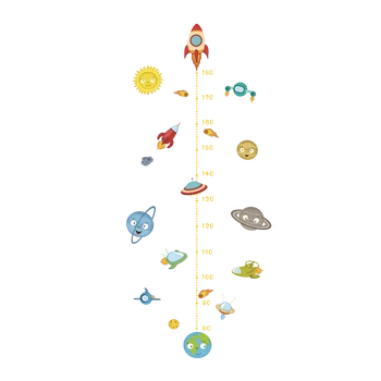 3d kosmoso Planetos gyvūnų Bandomųjų Raketų namų decal aukštis priemonė siena lipdukas, vaikų kambario, kūdikių darželio augimo diagramos dovanos
