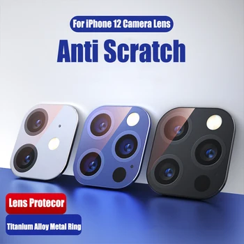 3D Titano Lydinio Metalo Žiedas + Grūdintas Stiklas Case For iPhone 12 Pro Max 12 Mini Kameros Lęšis Protecor 12Pro Kino Atgal Pilnas draudimas
