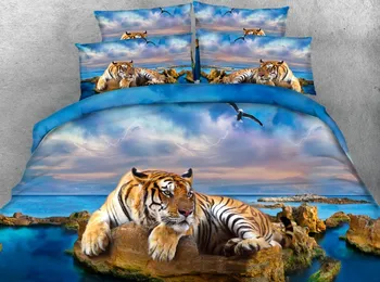 3D Vandenyno Jūros Tigras Patalynės komplektai Gyvūnų spausdinti antklodė antklode padengti paklode užvalkalai lovatiesės California King size Karalienė twin 4PCS