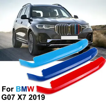 3Pcs/Set Automobilių 3D M Stiliaus Priekinės Grotelės Apdailos Juostelės Dangtelis Buferio Juostelės Padengti Lipdukai BMW X7 G07 2019