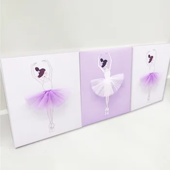 3PCS/SET Purple Baleto Drobės Tapybos Sienos Meno Nuotrauką Šokių Kambario, Miegamojo, Plakatų ir grafikos Šiuolaikinio Namų Dizaino Rėmus