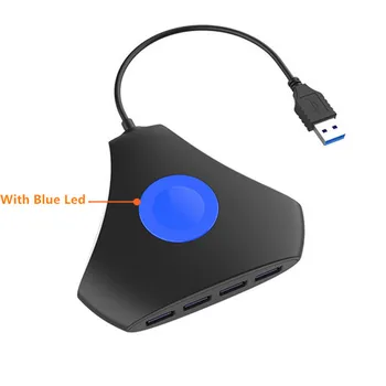 4 Port USB Hub 3.0 Duomenų Super greitis centras su integruota Kabelis Su LED Keliems įrenginiams 