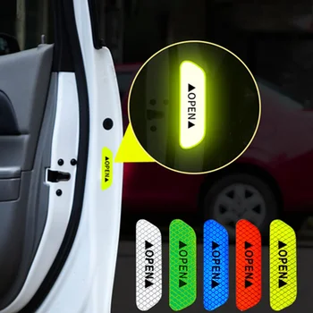 4 Vnt/set Atidaryti Automobilio šviesą Atspindinčios Juostos Įspėjimo Ženklas Lipdukas Naktį Vairuotojo Saugos Lipduko Klijų Lipdukas Durų & Juosmens Linijos PVC