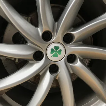4pcs 60mm už Alfa Romeo Giulia Žalia Quatrefoil logotipas automobilio emblema Varantys Centras Hub Bžūp Ratlankio Ženklelis apima reikmenys, automobilių stilius