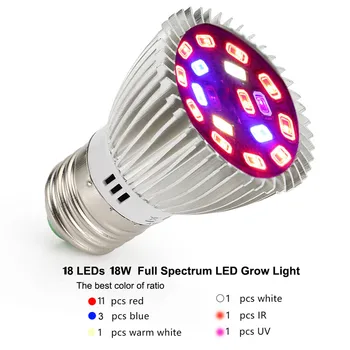 4Pcs/Daug Augti Šviesos diodų (led 18W E27 Visą Spektrą auga šviesos Fito-lempos Kambarinių augalų Palapinė Šiltnamio efektą sukeliančių Hydroponics Lauke lempos