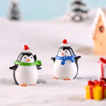 4pcs Mielas Kalėdų Mini Pingvinas Pasakų Sodo Miniatiūros Dervos Amatų Terariumai Figūrėlės Micro Snowscape Priedai 
