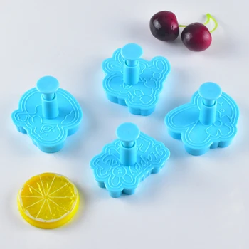 4PCS Velykų Maisto kokybės Plastiko Slapukas Pelėsiai, Gyvūnų Sausainių Cutter 3D Animaciją Triušio Formos Kepimo Įrankiai Šalies Cupcake 