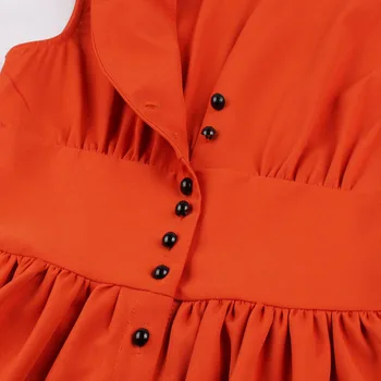 4XL Orange Vieną Krūtinėmis Moterų Berankovis Suknelė Vasarą V-Kaklo, Elastinga Juosmens Aukščiau Kelio Suknelės Elegantiškas Šalis Klubo Ponios Suknelė