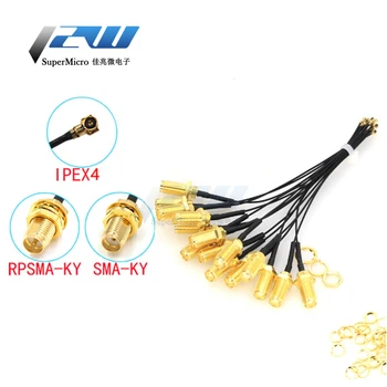 5-gabalas SMA / RP-SMA female į MHF4 IPEX IPX RF plug Galiuku kabelis Mini 0.81 mm PCI - 