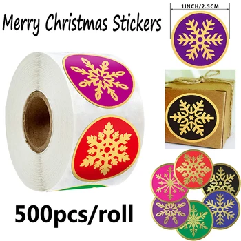 500pcs/roll 2,5 cm Kalėdų Snaigės Lipdukai, Dovanų Pakavimo Sandarinimo Etikečių Kalėdų Dekoro