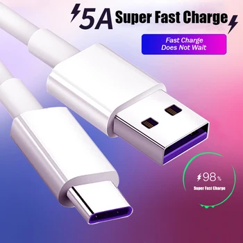 5A Super Charge USB Kabelis Samsung A42 USB C Tipo Greito Įkrovimo QC 3.0 Įkroviklį Už Garbę 20S 9X Xiaomi Redmi 8A 9 Pastaba 7 8 8T