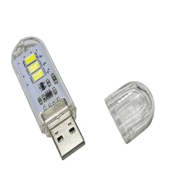 5vnt Mini USB led Lempa, 3 Naktį LED Šviesos Mobile USB Power Lemputė Su sensoriniu Jungikliu+Talpyklos 1w 5V Maitinimo Banko Nešiojamas Kompiuteris