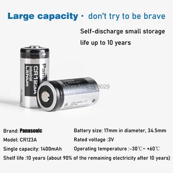 5VNT Panasonic 3V Ličio Baterija 1400mAh CR123 CR123A CR17345 Fotoaparato Baterijos