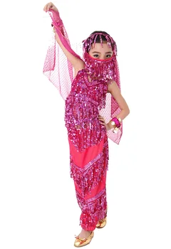 5vnt Vaikų Mergaičių Pilvo Šokio Kostiumai Nustatyti Vaikų Šokių Suknelė Veiklos Konkurencijos Indijos Kostiumas