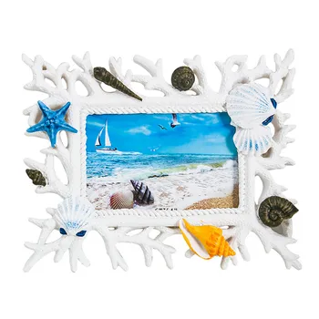 6 Colių Viduržemio Jūros Koralų Shell Foto Rėmelis Dervos Creative Vestuvių Rodyti Nustatyti Namų Dekoracijos