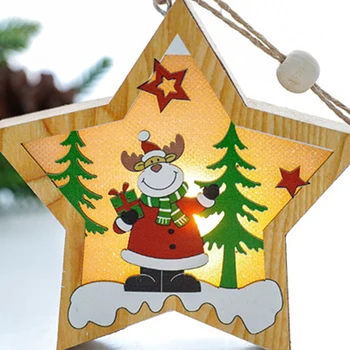 6-Gabalas Kalėdinė Dekoracija Mediniai Šviesos Pakabukas Kalėdų Medžio Apdaila Priedai Kalėdų Vaikų Dovanų