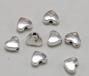60pcs Išskirtinį širdies meilės skylutę granulių 6*5 mm Antikinio sidabro Vaikų dovanų amatų Papuošalai, auskarai apyrankės karoliai anklet
