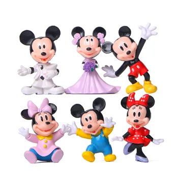 6pcs/daug Vestuvių Mickey Minnie figūrėlių, Plastikinės PVC Kūdikių Mergaičių Lėlės Kolekcijos Paveikslas Modelis, Dovanų, Žaislų Rinkinys Vaikams