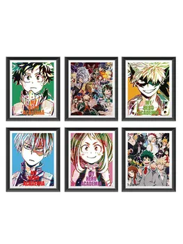 6pcs/set Anime Mano Herojus akademinės bendruomenės Pažymėkite Tapybos Japonų Anime Sienos Kabo Plakatas Šilko Plakatas Namų Meno Apdaila