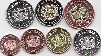 7pcs Andamanų ir Nicobar Salos moneta originalus monetos Ne išplatintas 2011 metų