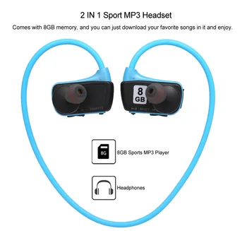 8GB Sporto MP3 Grotuvas Ausinės 2in1 Muzikos laisvų Rankų įranga, MP3, WMA, Skaitmeninis Muzikos Grotuvas Veikia, Ausinių MP3 Grotuvas lašas laivas