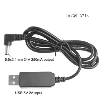90 Laipsnių USB 5V Su 24V 250mA 5.5x2.1mm Žingsnis Iki Adapterio Kabelis, LED Maršrutizatorius