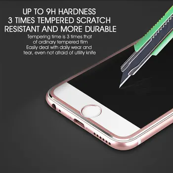 9D Aliuminio Lydinio Grūdintas Stiklas iPhone 6 6S 7 Plius Full Screen Protector Apsauginės Dėl 
