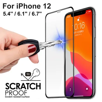 9D Anti-scratch viso Ekrano Apsaugos Grūdintas Stiklas Ekrano Plėvelė skirta iPhone 12 Anti-pirštų atspaudų HD Ekrano Apsaugų