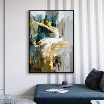 Abstrakti Ballerina Tapybos ant Drobės Šokių Mergina Sienos Menas, Plakatų ir grafikos Šiuolaikinės Cuadros Nuotraukas, Namų Puošybai