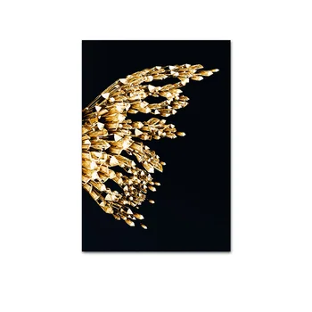 Abstrakti Drugelio Sparnai Drobės Tapybos Gražus Aukso Kristalų Lempos Plakatas Minimalistinio Modernaus Namo Apdaila Sienos Meno Nuotrauką
