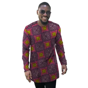 Afrikos drabužiai, vyriški marškinėliai pagal užsakymą pagaminti Ankara aprangą ilgomis rankovėmis top marškinėliai o-kaklo vyras dashiki jaunikis dėvėti