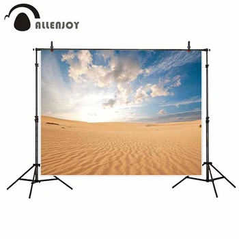 Allenjoy sluoksnių fotografijos smėlio dykumos, Mėlynas dangus, balti debesys Gamtos kraštovaizdžio, turizmo fono nuotrauką šaudyti Fotografija
